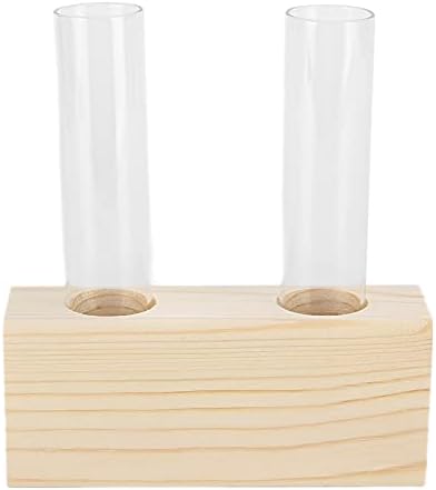 Eujgoov Propagation Vase Double Tube, Wood Stand Glass Planter - Image 6