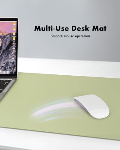 YSAGi Double-Sided Desk Pad, 23.6"x13.7" Leather Desk Mat, Eco Cork Desk Pad Protector, Large Mouse Pad for Desk, Waterproof Desk Blotter Pad, Desk Writing Pad for Office Work/Home(Matcha Green/Cork) - Image 5
