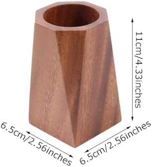 Walnut Wooden Pencil Holder Cup for Desk Natural Wood Pen Holder Stand for Office Home (Octagonal) - Image 2