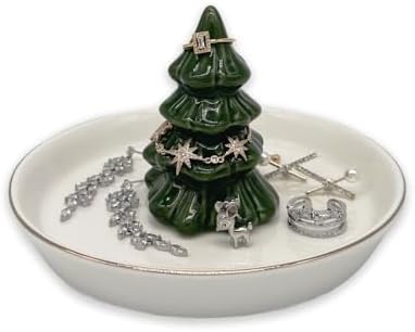 Ceramic Christmas Plates & Jewelry Holder, Forest Green by monoliving