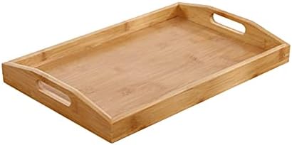 Ochine Bamboo Serving Tray with Handles Rectangular Wooden Breakfast Food Trays Natural Wood Tea Coffee Tray Decorative Counter Table Tray for Home Office Kitchen Bathroom and Weddings Parties 1 Pack by CombinationofFashionandQuality