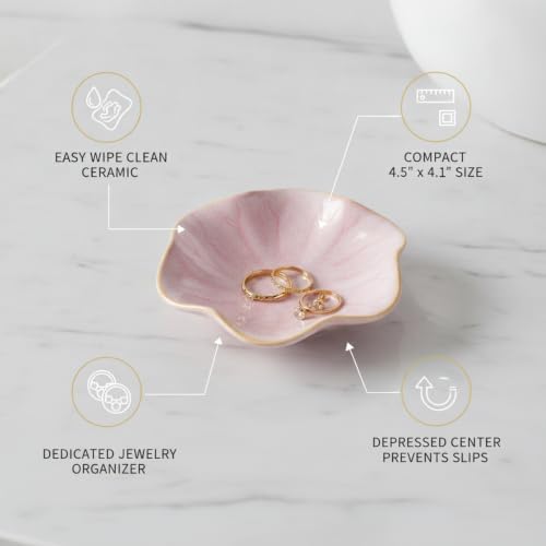 Small Ceramic Jewelry Tray for Rings and Earrings, Decorative Catchall Dish for Vanity, Nightstand, or Dresser Top - Image 5