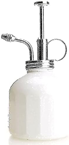 Plant Mister- White Color Glass Bottle & Brass Sprayer (Chrome) by Purism+Style