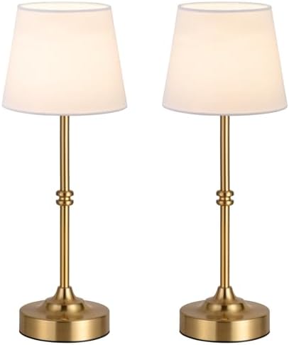 Kakanuo Rechargeable Cordless Table Lamp Gold - 2 Pack Brass 4000mAh Battery Operated Lamp, 3000K Warm Light, Touch Control Stepless Dimming, for Bedside, Dining Table, Home Decor by KakanuoLightings