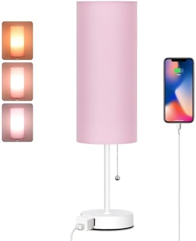 Dott Arts 18" Table Lamp for Bedroom, 3-Color Bedside Lamps with Pull Chain by DottArts