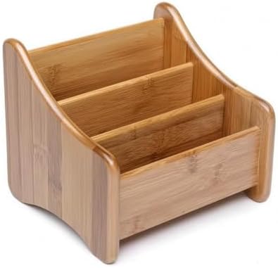 Milageto Desktop Organizer Storage Box Holder Tray Bamboo Material With Compact Size And Easy Placement For Counter And Shelf Use Suitable for office desk home workspace study area dorm room by Milageto