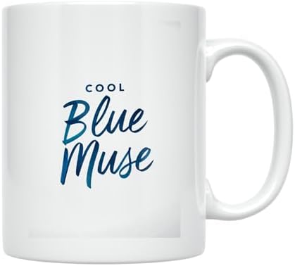 Coffee Lover Mug - Cool Blue Muse Minimalist Design - 11 oz White Ceramic - Serene Aesthetic - Image 2