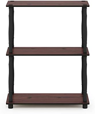 Furinno Turn-N-Tube 3-Tier Compact Multipurpose Shelf Display Rack with Classic Tube, Dark Cherry/Black - Image 6