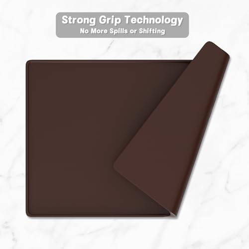 Rnivvi Silicone Coffee Mat, 12" x 19" Waterproof Raised Edge Coffee Bar Mats for Espresso Machine Station Accessories, Heat Resistant Dish Drying Pad for Kitchen Counter, Rubber Bar Decor Pad, Brown - Image 5