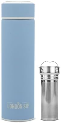 London Sip 16.9 oz Multi-Purpose Tea Infuser Mug – Fruit Infuser Water Bottle for Hot and Cold – Double Wall Stainless Steel Insulated, Blue Sunrise by TheLondonSip