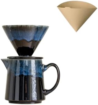 Gradient Glaze Ceramic Coffee Dripper & Server Set (Blue) by Unknown