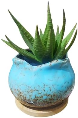 Cute 4" Round Ceramic Home Garden Decoration Succulent Cactus Flower Pots Container -Plant Not Included，Blue - Image 6