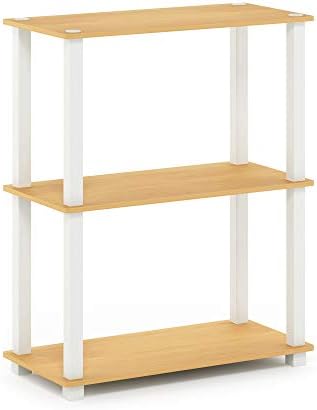 Furinno TURN-S-TUBE Storage Shelves, 3-Tier Book Shelf, Corner Shelf, Toolless Open Shelves, for Organization and Storage, Living Room, Garage, Home Office, Beech - Image 6