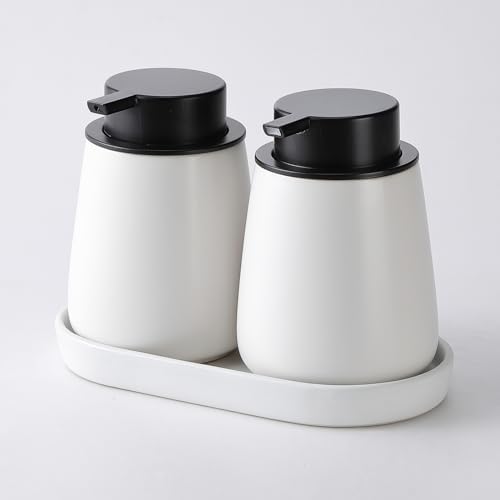 White Round Soap Dispenser Tray - 8'' Ceramic Vanity Tray for Bathroom Decorative, Jewelry Ring Dish, Comestic Holder, Kitchen Sink Countertop Organizer Plate - Image 4