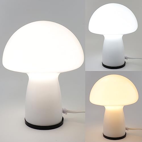 NOTOC Mushroom lamp,Dimmable Glass Table Lamp,Vintage Style Table Lamp,White Bedside Desk lamp,Cute Table Lamps.（LED Bulbs Included） - Image 3