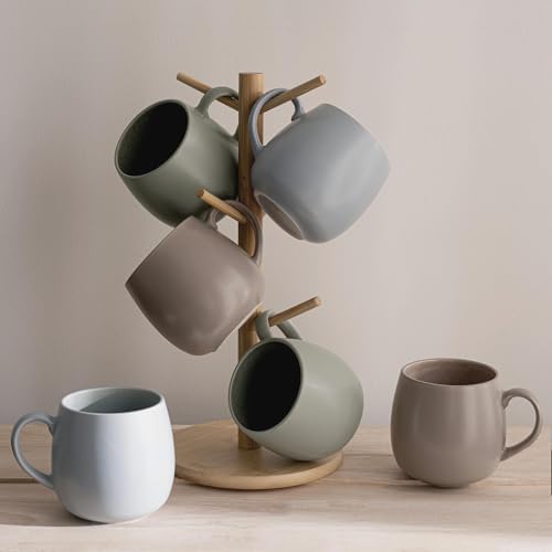 Ava Nord Ceramic Coffee Mugs Set of 6, 14oz - Modern Scandinavian Aesthetic Cup - Microwavable Stoneware Coffee Cups with Comfortable Handle - Tea Mug Set for Latte, Cappuccino, Soup - Mixed Neutrals - Image 3