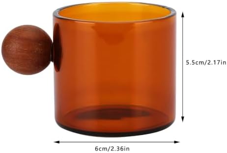 Glass Coffee Cup with Wood Handle 120ml Clear Heat Resistant Tea Mug(Brown) - Image 5
