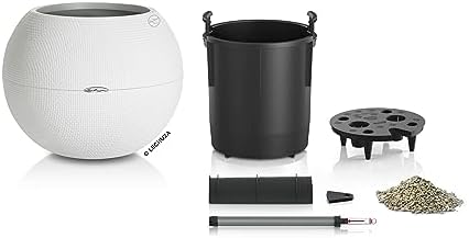 Lechuza Puro Color 50 White, Self-Watering Large Round Planter, D19.7 H15.4 in - Image 2