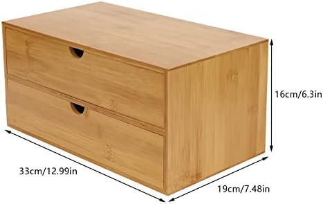 Tabletop Original Bamboo Desk Organizer - Mini Bamboo Desk Drawer Tabletop Storage Organization Box for Office Home Toiletries Supplies, No Assembly Required (2 Drawers) - Image 3