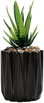 Cuteforyou Modern Textured Ceramic Succulent Planter Pot – 6 Color Options (No Plant Included) – Perfect for Small Plants, Cacti & Desk Decor – Lightweight & Durable (Black, 3.5'' Tall) - Image 2