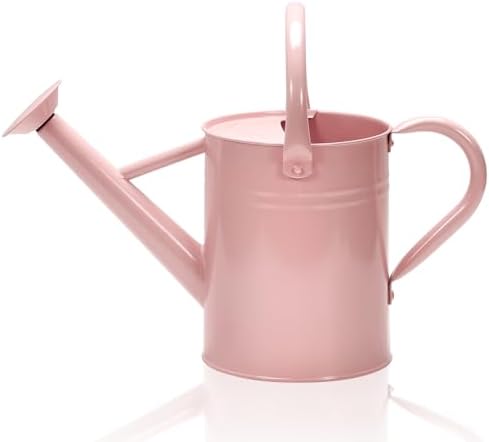 Metal Watering Can with Removable Spout, Galvanized Watering Can, Perfect for Indoor Use and for Outdoor Use (1 Gallaon, Pink) by Ausluru