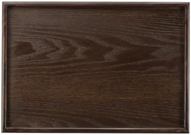 Wooden Serving Tray Rectangular Wood Serving Tray Decorative Platter, 15.4x11.8 Inch Fit for Home Decor Kitchen Coffee Table Candle Holder, (Brown) by YELARXI
