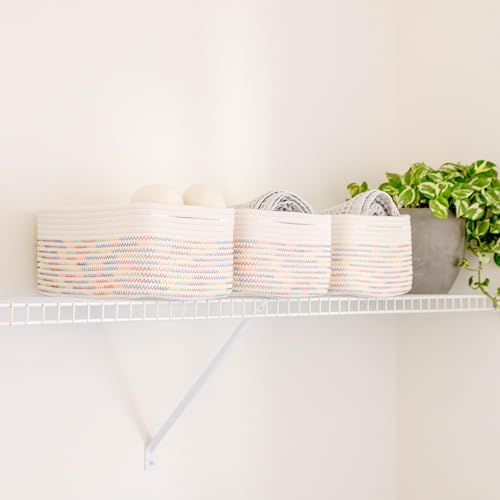 NaturalCozy 13.5”x8.5”x5.5” Rectangle Storage Baskets for Shelves 3 Pack | Cotton Rope Woven Small Baskets for Organizing | Small Storage Bins for Nursery, Bathroom, Closet, Shelf, Decorative - Image 5