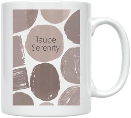 Taupe Serenity Minimalist Design - Neutral Aesthetic Lover - 11 oz White Ceramic Coffee Mug - Calm and Textured Style - Image 2