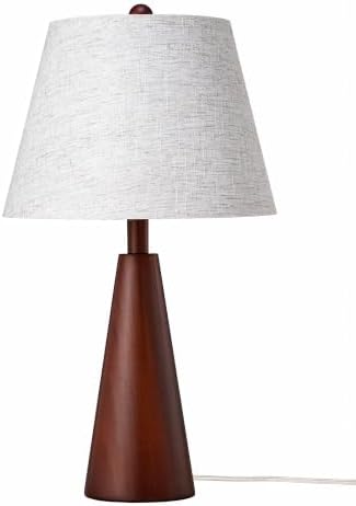 EDISHINE Farmhouse Table Lamp with Tapered Mahogany Wood Base, E26 Socket - Image 7