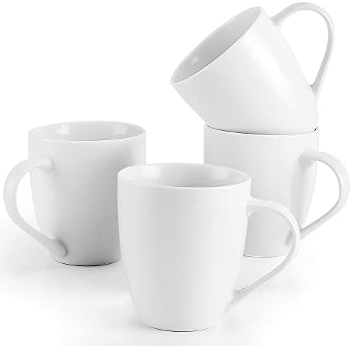 Mfacoy White Coffee Mugs Set of 4, 16 Ounce Mug with Handles, Ceramic Coffee Cups, Porcelain Mugs Sets, Large Coffee Mugs for Coffee, Tea, Hot Cocoa, Milk, Microwave and Dishwasher Safe by Mfacoyisalifestylebrand