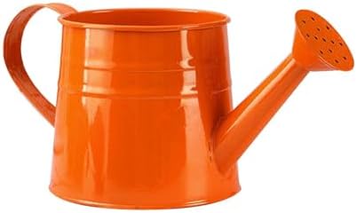 Watering Can Outdoor, 0.25 Gallon Metal Small Capacity Watering Can Indoor Plants with Sprinkler Head,Decorative Lightweight Durable Watering Cans for Garden Lawn Bonsai Greenhouse (Orange) by Unknown