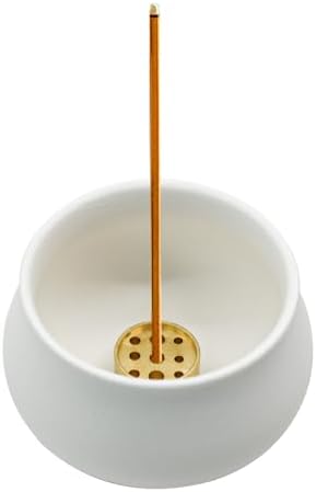 Ceramic Incense Holder for Sticks, Incense Burner Holder Ash Catcher with Non-Slip Pads, Incense Stick Holder for Unique Home Decor/Meditation/Yoga/Gift (White) by MrMrKura