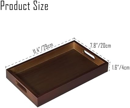 Serving Tray with Handles - 11.4x7.8 Inch Rectangular Bamboo Tray - Image 6