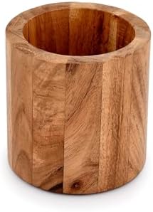 NIRMAN Acacia Wood Pencil/Pen Holder for desk, Round Desktop Organizer for Desk Multi Purpose Use for Home School Office Supplies (4" x 4" x 4") - Image 2