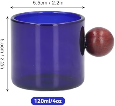 Glass Espresso Cups, 4 oz Mini Blue Glass Coffee Mugs - Image 2