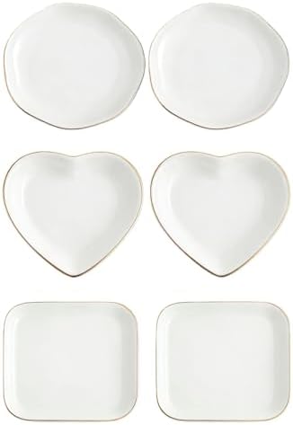 6 Pcs Ceramic Jewelry Tray Set, 4.5In Ring Dish Trinket Dish Key Bowl, Decorative Holder for Women Bridal Shower Wedding Birthday Gifts by Unknown