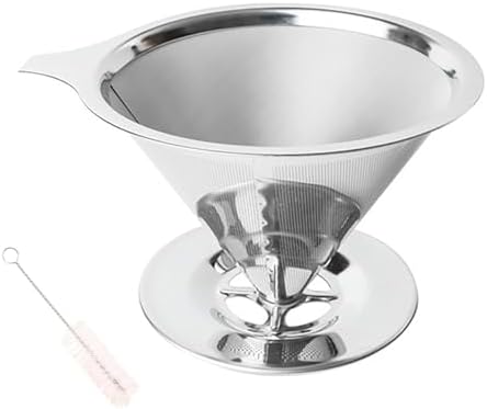 Pour Over Coffee Dripper Stainless Steel Coffee Filter Metal Cone Filter Extra Fine Wire Mesh Reusable Coffee Filter Coffee Maker (Silver, 1-6 Cups) by Unknown
