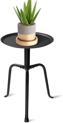 Plant Stand Indoor, Mid Century Single Plant Table, 3-Leg Minimalist Heavy Duty Metal Tall Flower Pot Stand, Modern Round Small Side End Table with Raised Design by Elevateyourspacenaturally