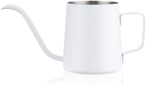 Doseno White Watering Can, Metal Design for Indoor Plants, 12oz Long Spout by Doseno