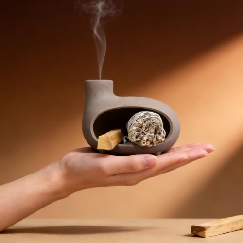 MOUGIGI Mini Chiminea Smudge Stick Holder, Sage and Palo Santo Holder Bowl - Image 5