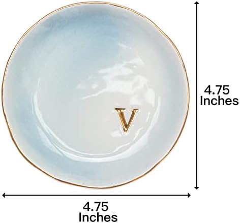 COLLECTIVE HOME - Ceramic Jewelry Tray, Decorative Trinket Dish for Rings Earrings Necklaces Bracelet Watch Keys, Birthday Mother's Day Christmas Gift for Women, 4.75", Colored Surface (V) - Image 2