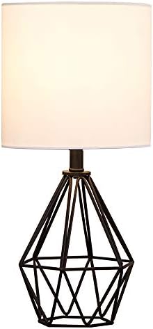Black Bedside Table Lamp,Small Nightstand Lamp for Bedroom,Modern Desk Lamp with TC Fabric Shade Geometric Metal Base for Living Room Study Office Farmhouse by COTULIN