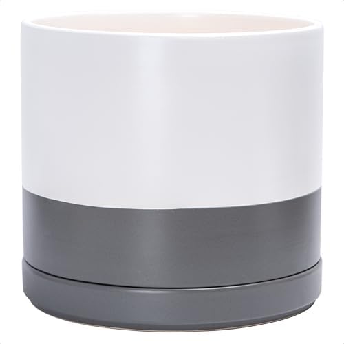 D'vine Dev 14 Inch Ceramic Planter Pot, White/Grey, 94-O-G-6 by DvineDevPlanterPotsandStand