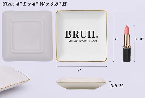 NZY Mothers Day,Birthday,Thanksgiving,Christmas Gift for Mother, Funny Mum Gift from Daughter Son-Ceramic Jewelry Tray Trinket Holder Ring Dish-Bruh,Formerly Known As Mom - Image 5