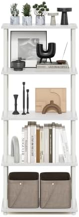 Furinno Turn-N-Tube Storage Shelves, 5-Tier Book Shelf, Corner Shelf, Toolless Open Shelves, for Organization and Storage, Living Room, Garage, Home Office, White - Image 5