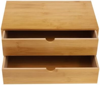 Desk Organizer Bamboo Tabletop Storage Organization Box For Office Home Supplies Small Desktop Simple Design Fit Vanity Mini Raw Wood Color Drawer Designsmall Craft Cosmetic Letter Mail Sorter (2) by AOOCHU