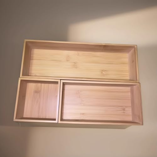 Bamboo drawer organizer Kitchen Utensil Organizer Cutlery Box for Dresser Makeup Tool Office Desk Supplies Storage and Accessories 8"x 4"x 2" - Image 7