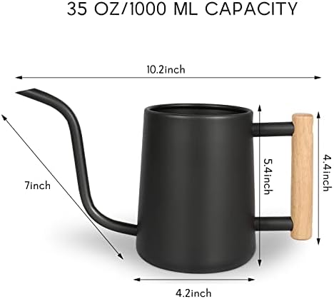 Watering Can for Indoor Plants, 35 oz/1000 ml Metal Stainless Steel Pot with Long Spout for House Plants Bonsai Outdoor Garden Flower Decorative (Black) - Image 7