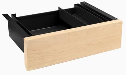 Desky Minimal Under Desk Drawer Slim Steel Storage Drawer for Sit-Stand Desks Dual Level Maple Hardwood Finish - Black Frame by Desky