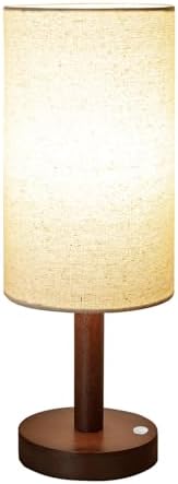 LALISU Cordless Table Lamp, 3 Color Portable Battery Lamp Wood Base Touch by LALISU